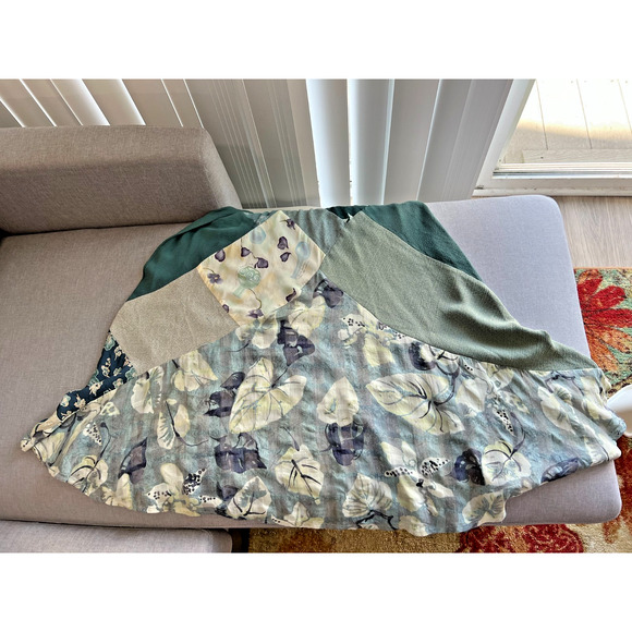 VTG Donna Jessica Asymmetric Multicolor Textured Patchwork Dress Romantic Sz-M - Picture 6 of 13